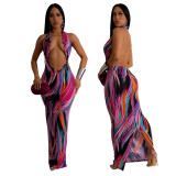 Women Sexy Backless Halter Neck Maxi Dress