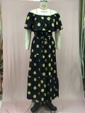 Women's Gradient Color Printed Off Shoulder Maxi Dress