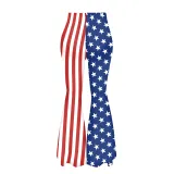 Summer Women's American Flag Print Casual Bell Bottom Pants