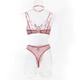 Women Lace Embroidered Bra Flower Embroidered Underwire Sexy LingerieSet