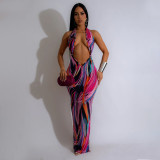 Women Sexy Backless Halter Neck Maxi Dress