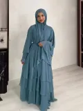 Fashion Patchwork Three-Layer Chiffon Long Dress Parent-Child Wear