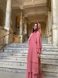 Fashion Patchwork Three-Layer Chiffon Long Dress Parent-Child Wear