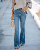Women Ripped Bell Bottom Pants