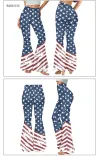 Summer Women's American Flag Print Casual Bell Bottom Pants