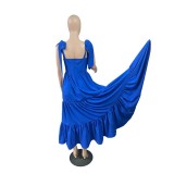 Women's Summer Fashion Sweet Bow Tie Strap Slim A-Line Long Dress