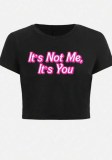 Spring Women's Street Fashion Round Neck Short Sleeve T-Shirt Letter Print Crop Strap Top
