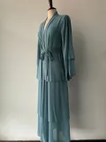 Fashion Patchwork Three-Layer Chiffon Long Dress Parent-Child Wear