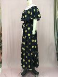 Women's Gradient Color Printed Off Shoulder Maxi Dress