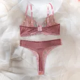 Women Lace Embroidered Bra Flower Embroidered Underwire Sexy LingerieSet