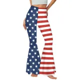 Summer Women's American Flag Print Casual Bell Bottom Pants