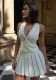 Women's Summer Turndown Collar Sleeveless Vest Pleated Skirt Casual Two Piece Set