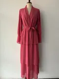 Fashion Patchwork Three-Layer Chiffon Long Dress Parent-Child Wear