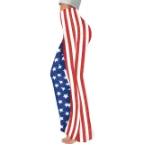 Summer Women's American Flag Print Casual Bell Bottom Pants