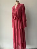 Fashion Patchwork Three-Layer Chiffon Long Dress Parent-Child Wear