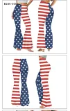 Summer Women's American Flag Print Casual Bell Bottom Pants