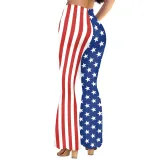 Summer Women's American Flag Print Casual Bell Bottom Pants