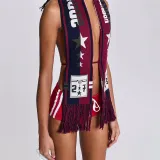 Summer Women Sexy Backless Strappy Tassel Printed Scarf Top