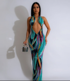 Women Sexy Backless Halter Neck Maxi Dress