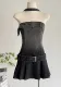 Women Gradient Wash Denim Pleated Dress