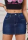 Women Washed Embroidered Stretch Denim Skirt