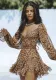 Women Summer Solid Casual Mesh Long Sleeve Lace-Up Backless Mini Dress