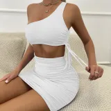 Women sexy hollow pleated Bodycon Dress