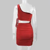 Women sexy hollow pleated Bodycon Dress