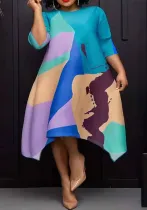 Plus Size Women Loose Print Elegant Casual Dress