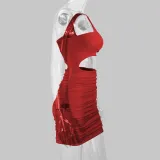 Women sexy hollow pleated Bodycon Dress