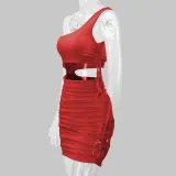 Women sexy hollow pleated Bodycon Dress