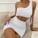 Women sexy hollow pleated Bodycon Dress