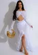 Solid Color See-Through Off Shoulder Long-Sleeved Sexy Long Dress