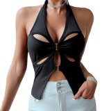 Halter Neck Hollow Slim Top