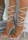 Plus Size Women Sexy Rhinestone Braided Foot Ring Lace-Up High Heel Sandals