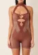 Women Solid Halter Neck Sleeveless Backless Casual Sexy Hollow Knitting Romper
