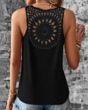 Women Summer Back Hollow Lace Lace Solid V-neck Tank Top