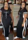 Plus Size Women Short Sleeve Round Neck Print Dresses