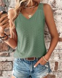 Women Summer Back Hollow Lace Lace Solid V-neck Tank Top
