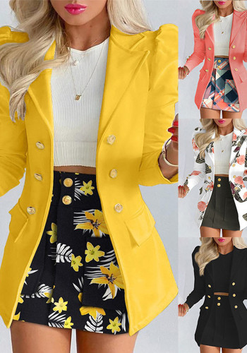 Women Printed Elegant Career Blazer and Print Skirt Two-Piece Set