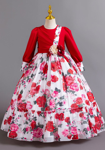 Children's Princess Dress Floral Chiffon Dress