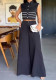Women's Autumn Fashion Turndown Collar Sleeveless Top Pants Two-Piece Set