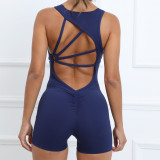 Tight Fitting Quick-Drying Fitness Pleated Yoga Romper Women's Training Dance Sports Yoga Jumpsuit