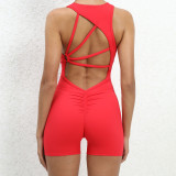 Tight Fitting Quick-Drying Fitness Pleated Yoga Romper Women's Training Dance Sports Yoga Jumpsuit