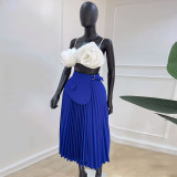 Women Summer Irregular Lace Pleated Skirt