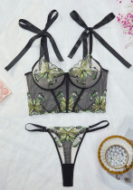 Embroidery Sexy See-Through Lingerie Set