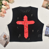 Summer See-Through Mesh Metal Cross Sexy Vest