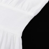 Women Elegant Puff Sleeve Slit Maxi Dress