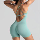 Women Seamless One-Piece Yoga Suit Hollow Sling Romper