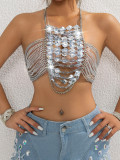 Women gem hollow bra bikini suspender belt body chain
